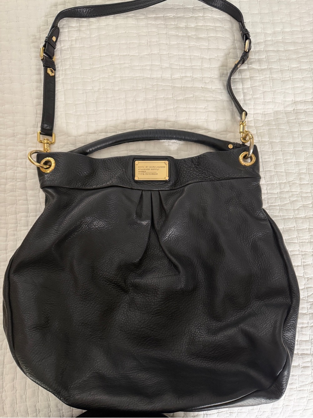 Marc by Marc Jacobs Black Leather Shoulder Hobo with Gold Hardware